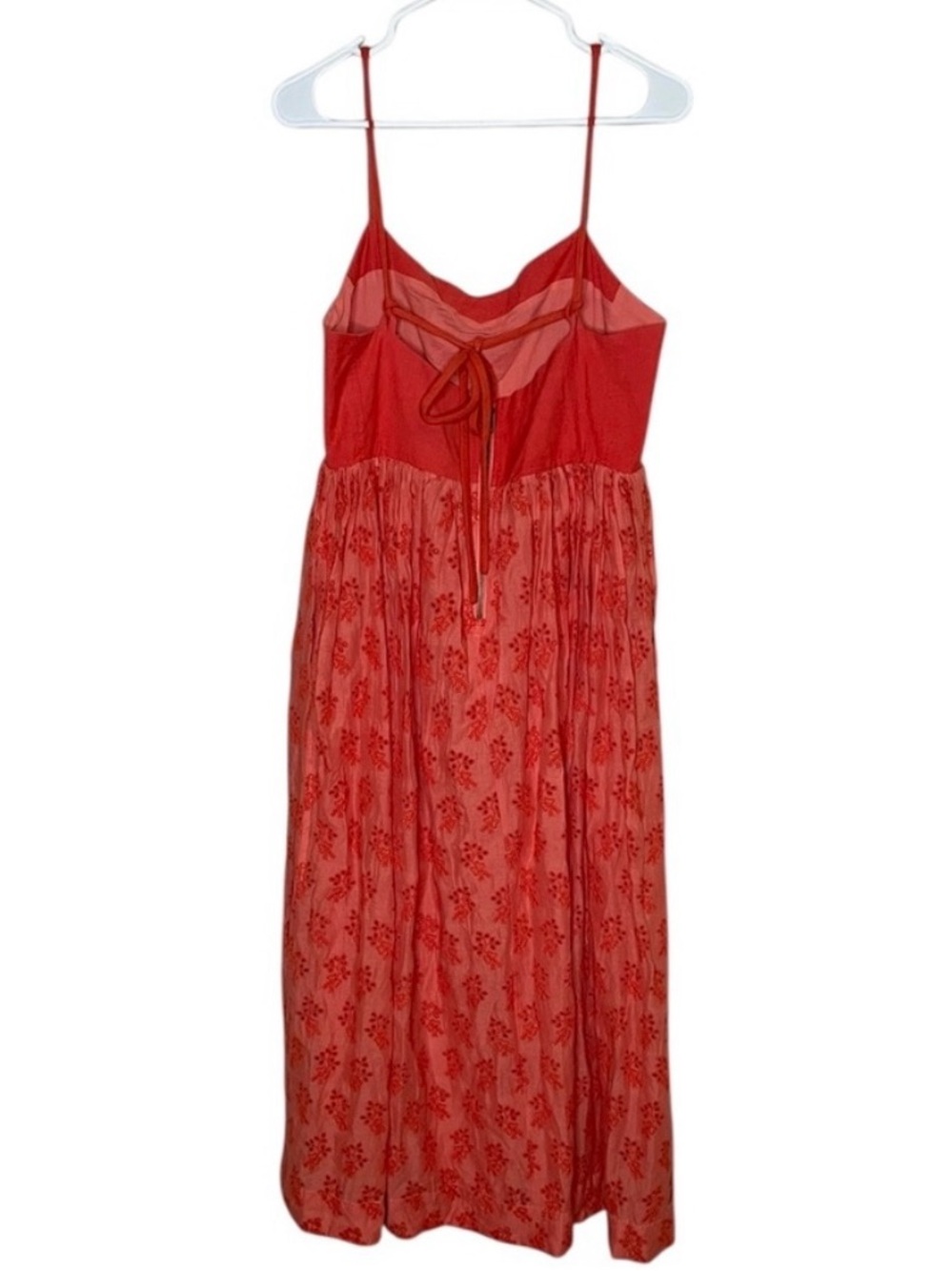 The GREAT. Camelia Dress orange/red Size 3/Large Eyelet 100% Cotton - Picture 5 of 13
